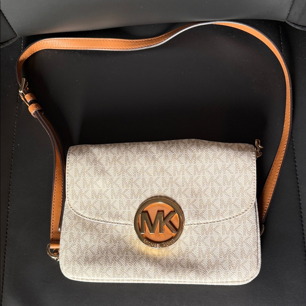 Michael Kors Beige and Brown Crossbody Bag